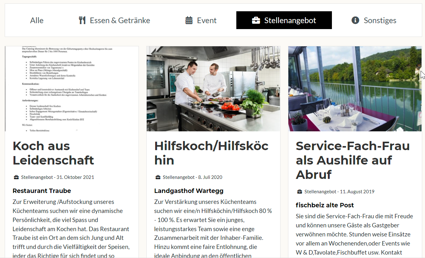 Stellenanzeigen für die Gastronomie kostenfrei schalten bei Best of Swiss Gastro